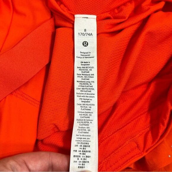 Lululemon Fast and Free High-Rise Short 2" *Airflow In-Sense Emboss Solar Orange - Picture 8 of 10